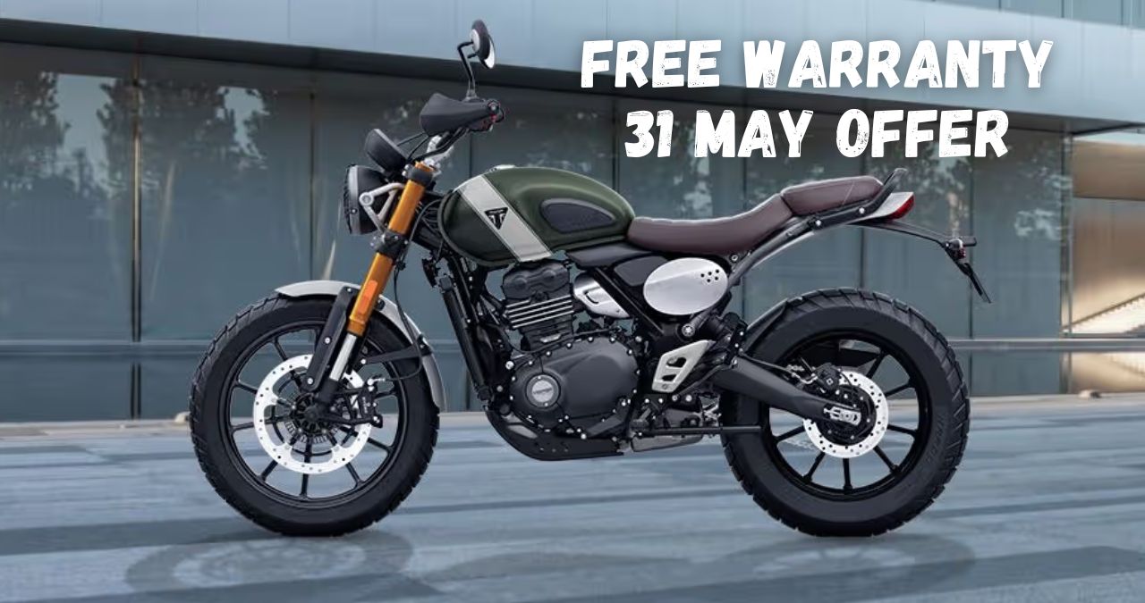 Triumph Scrambler 400 X free warranty 31 May offer